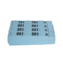 Carnet de 50 tickets vestiaires numérotés de 3 volets (dont 2 volets avec trous) - Format 20x3 cm/ Pce