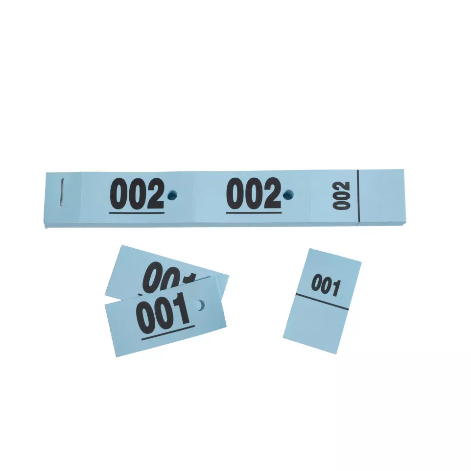 Garderobeblok 50 tickets 20x3 blauw-/...