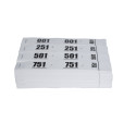Carnet de 50 tickets vestiaires numérotés de 3 volets (dont 2 volets avec trous) - Format 20x3 cm/ Pce