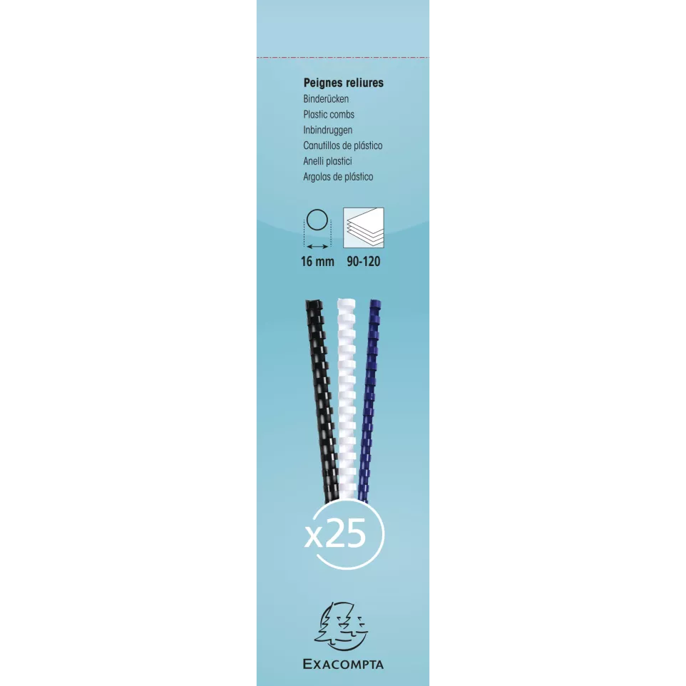 Doos 25 plast.inbind-ruggen 16mm A4...