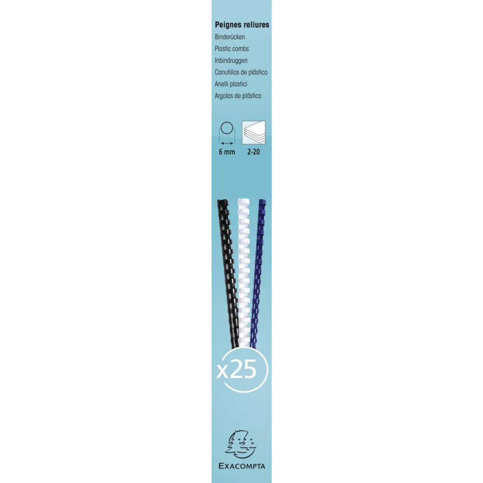 Exacompta Plastic Binding Combs, 6mm...