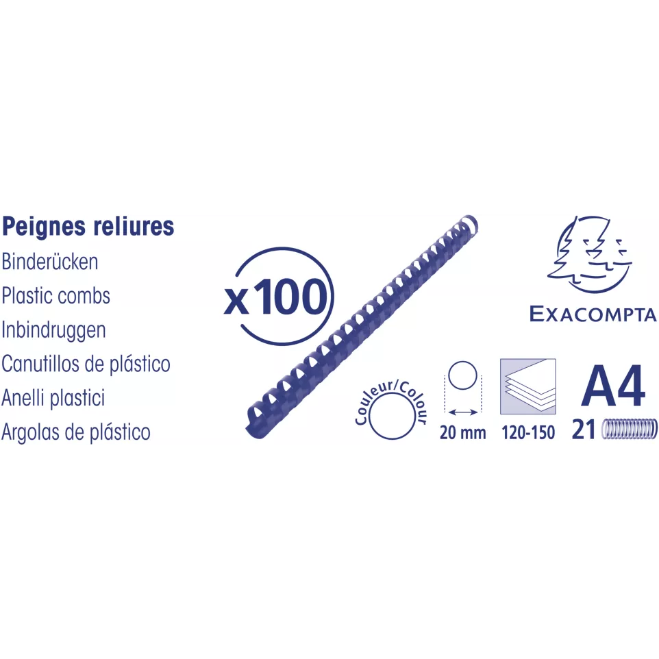 Boite 100 reliures spirales plastique...