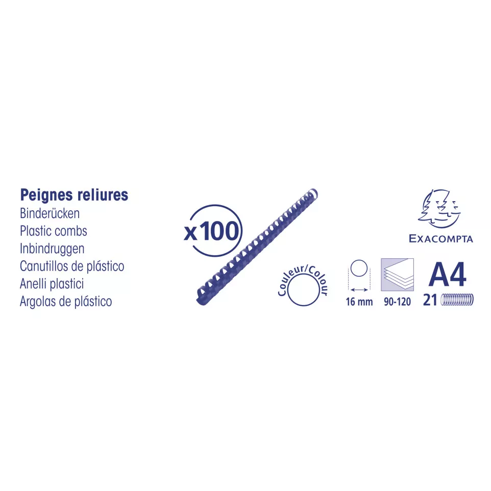 Doos100 plast.inbind-ruggen 16mm A4...