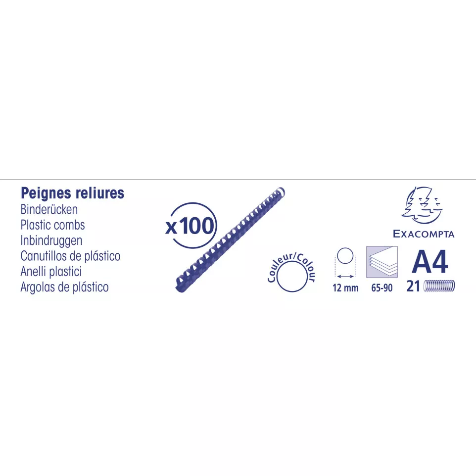Exacompta Plastic Binding Combs, 12mm...