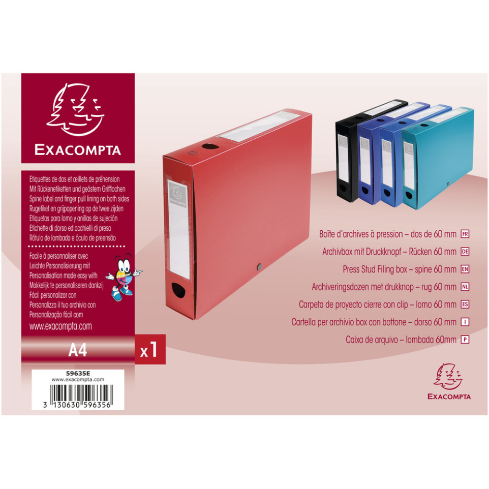 BOITE DE CLASSEMENT PP DOS 100MM BLEU BOUTON PRESSION