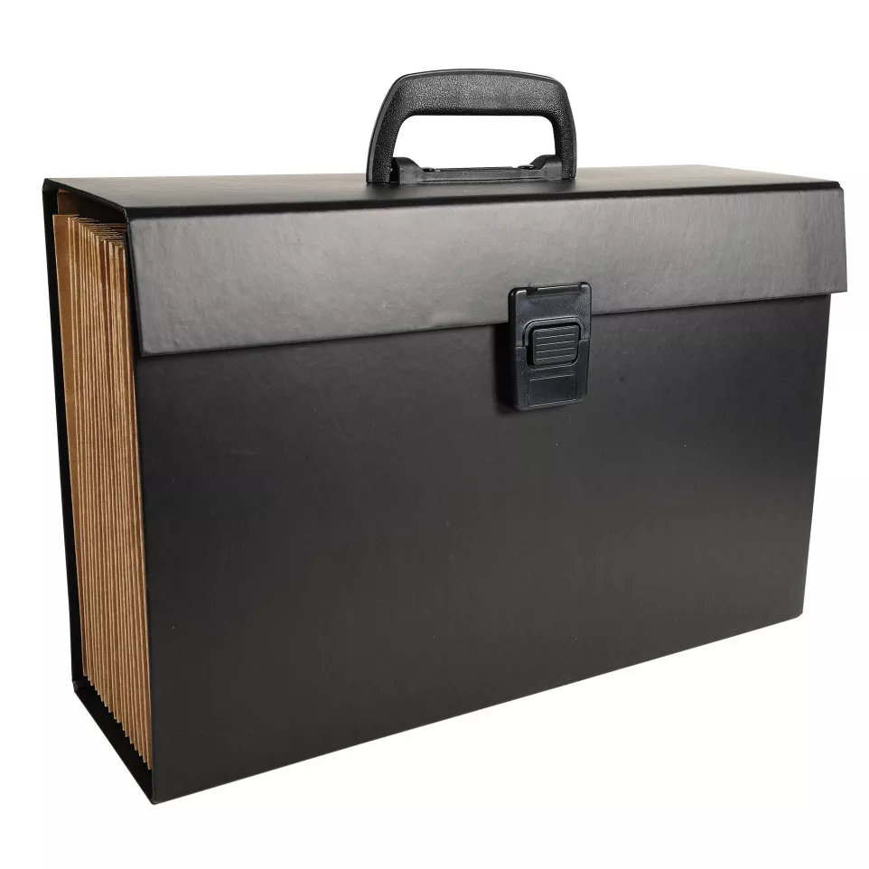 Sorteermap m/handvat 20 vak zwart-/ St.