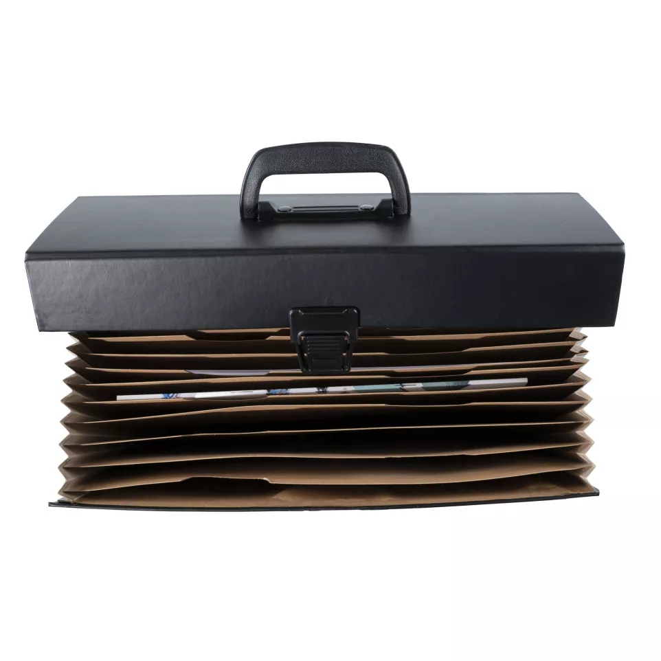 Sorteermap m/handvat 20 vak zwart-/ St.