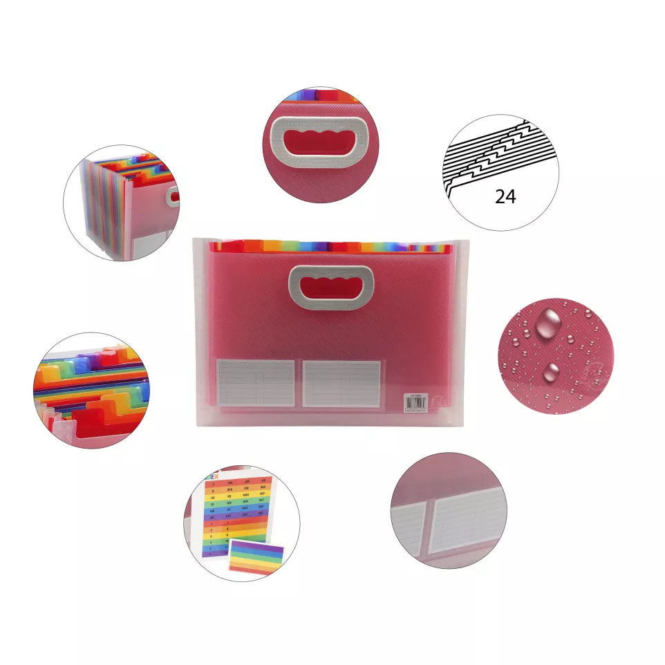 Sorteermap PP CRYSTAL handvat 24vak-/...