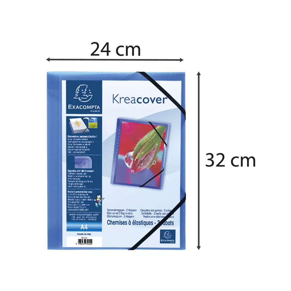 Elastomap 3klep PP Kreacover blauw-/ St.