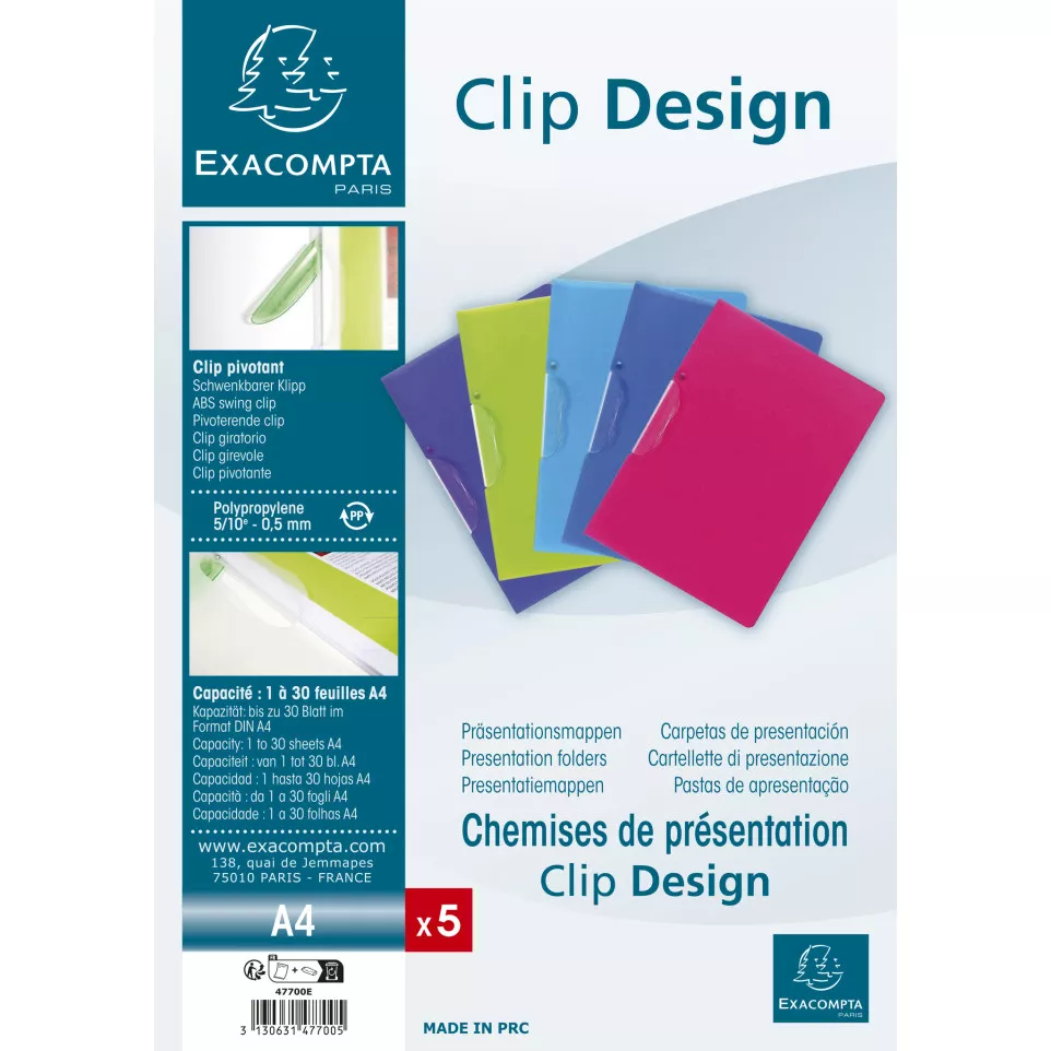 Chemise de présentation polypropylène...