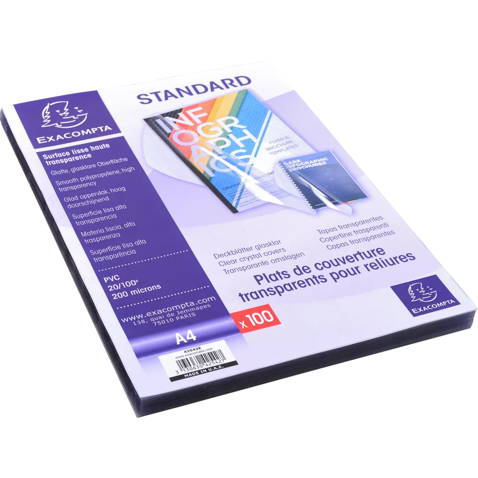 Pk 100 Covers A4 PVC 0.2mm Clear/ Pc.