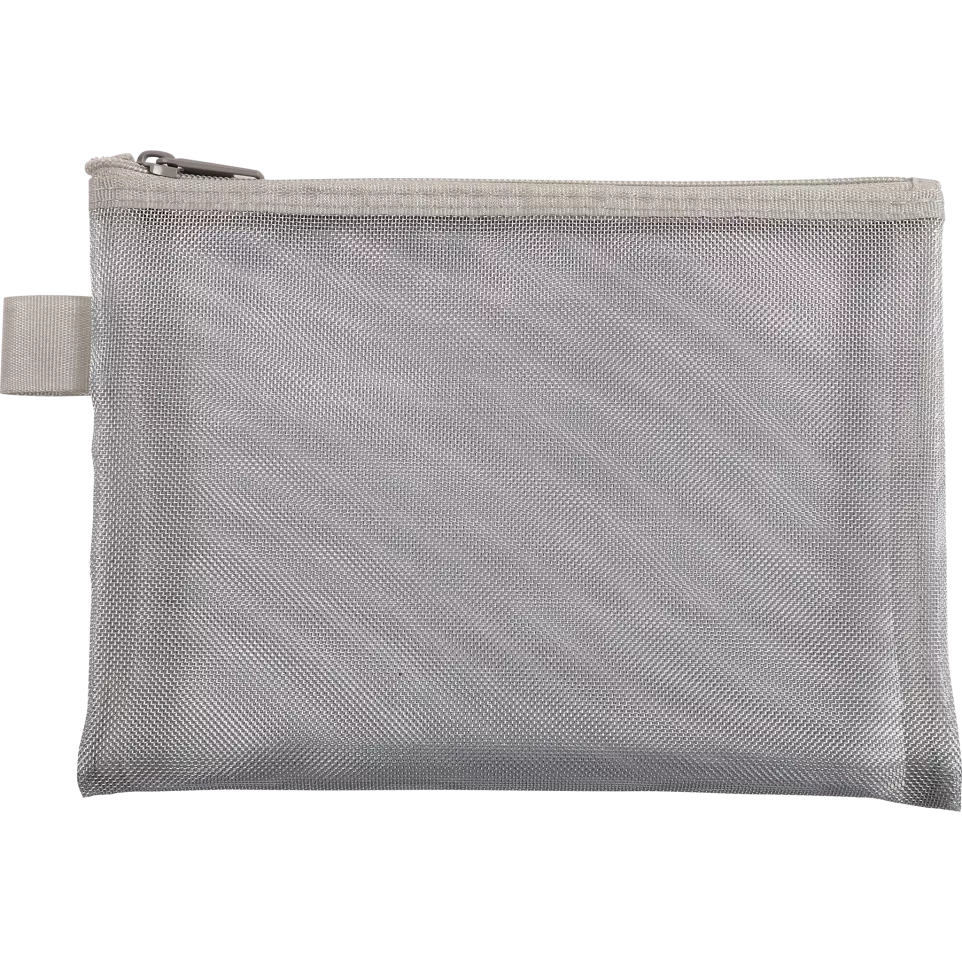Pochette zip nylon argent/ Pce