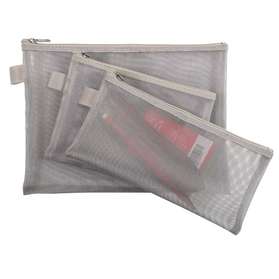 Nylon tas met zilver-kleurige rits...
