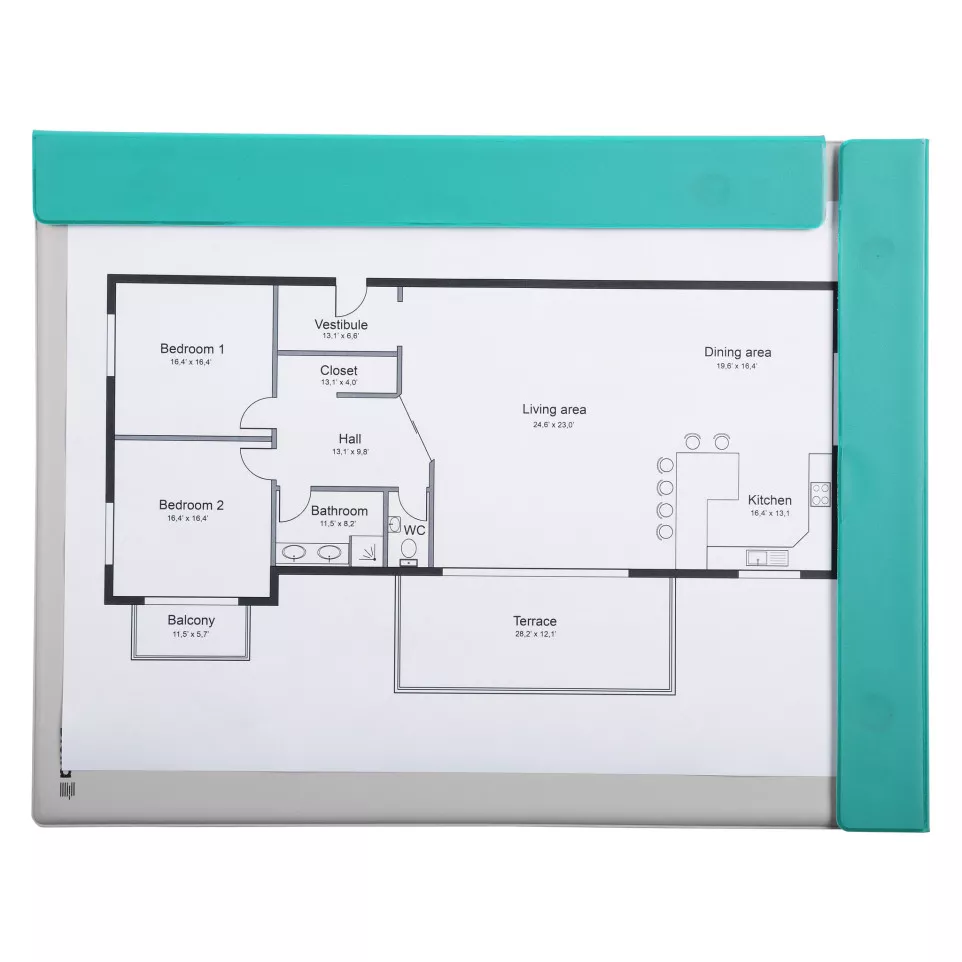 Klemplaat magnetisch PVC A4 turkois-/...