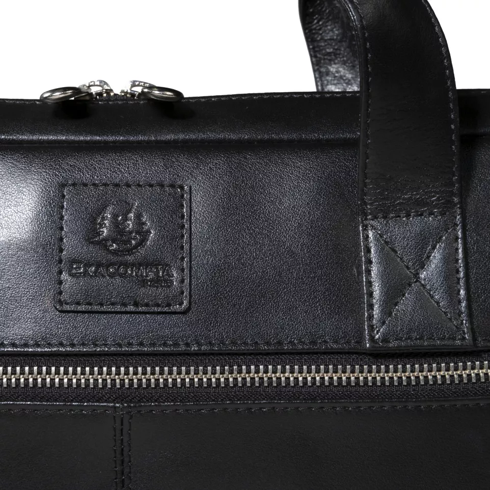 Computertas Exactive zwart leder-/ St.