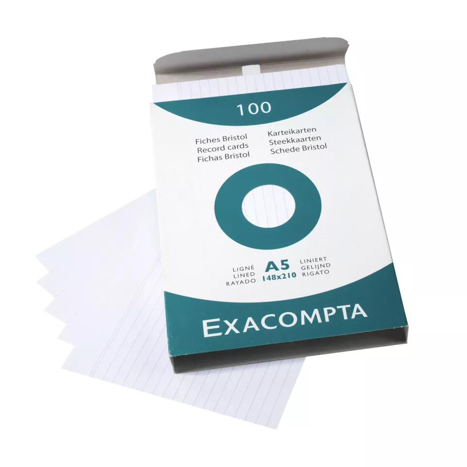 Pk 100 Exa Record Cards A5 White...