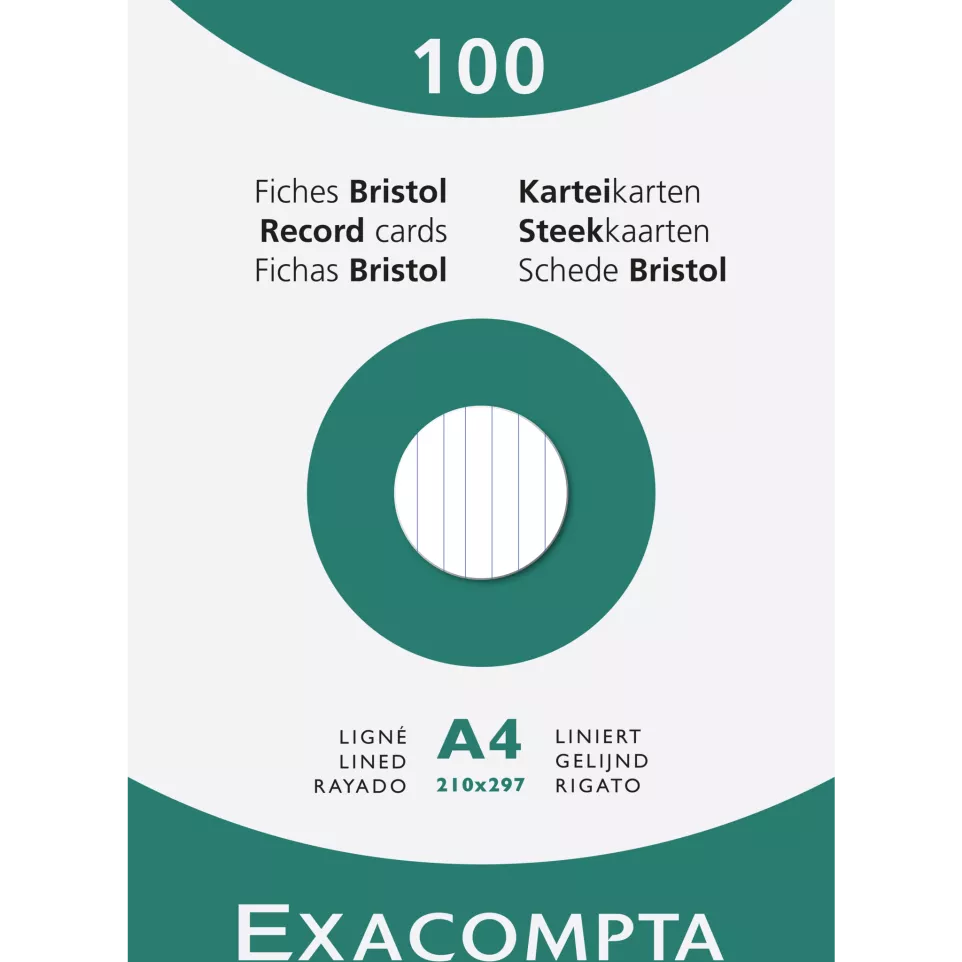 Pk 100 Exa Record Cards A4 White...