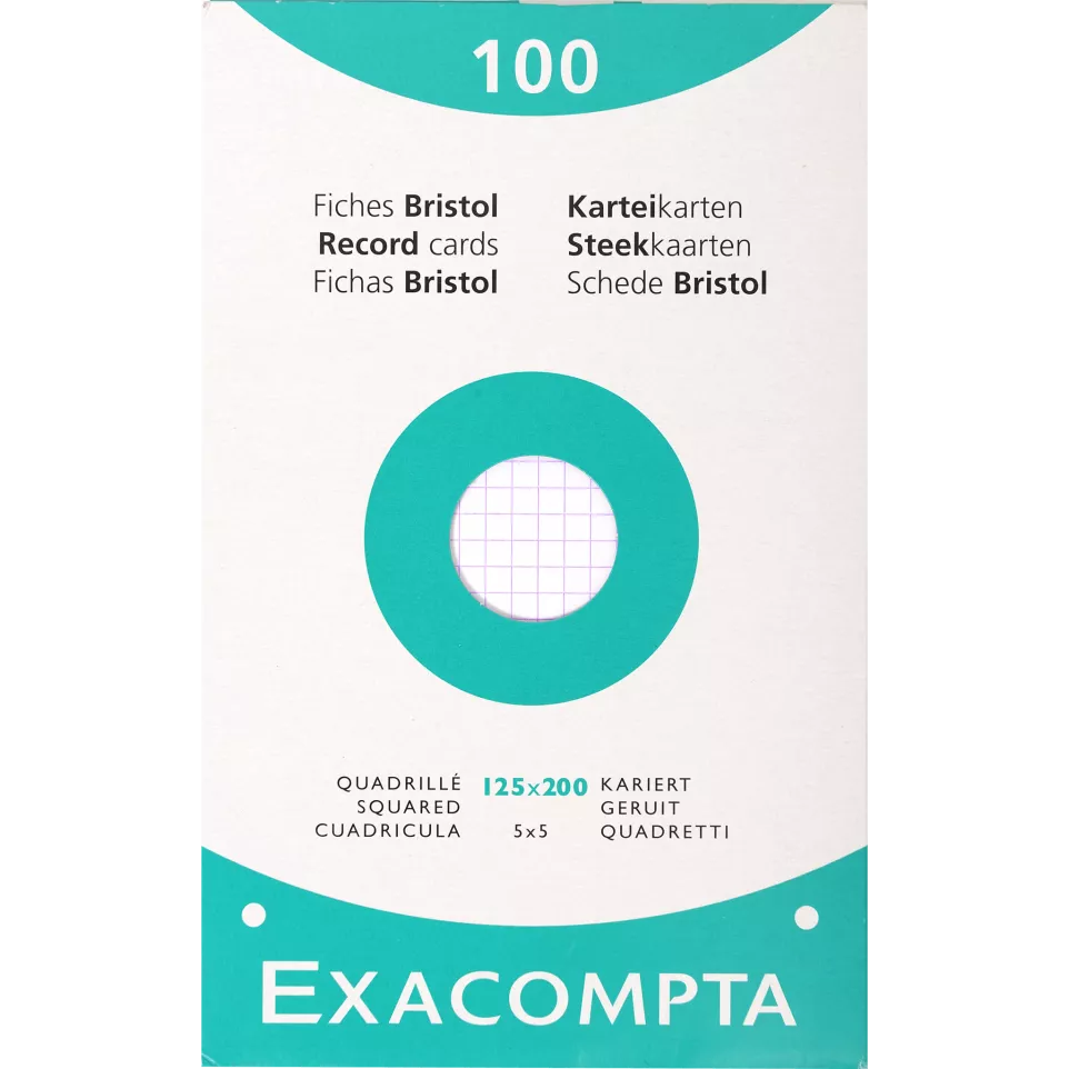 Pk 100 Exa Record Cards 125/200 Sq...