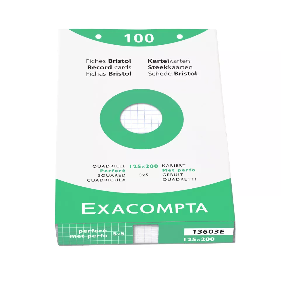 Pk 100 Exa Record Cards 125/200 Sq...
