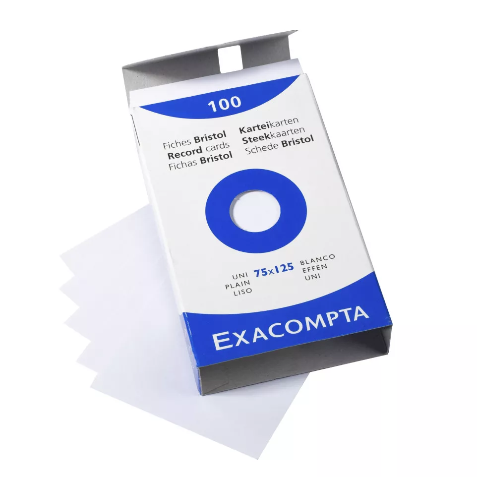Pk 100 Exa Record Cards 75/125 White/...