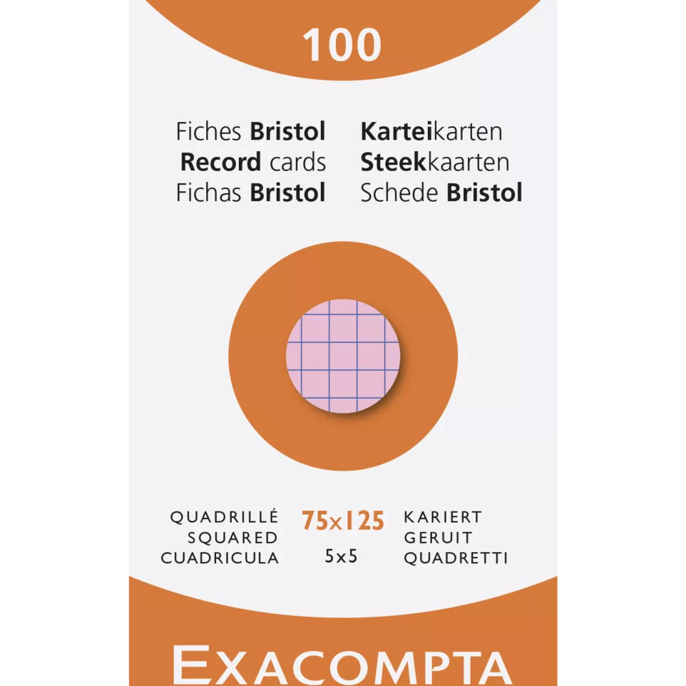 Pk 100 Exa Record Cards 75/125 Sq...