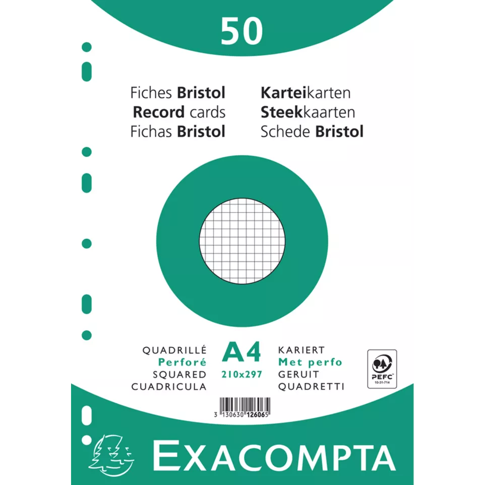Paquet 50 fiches sous film - bristol...