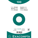 Exacompta Pack 100 Record Cards 12.5x20cm Lined Wht/ Pc.