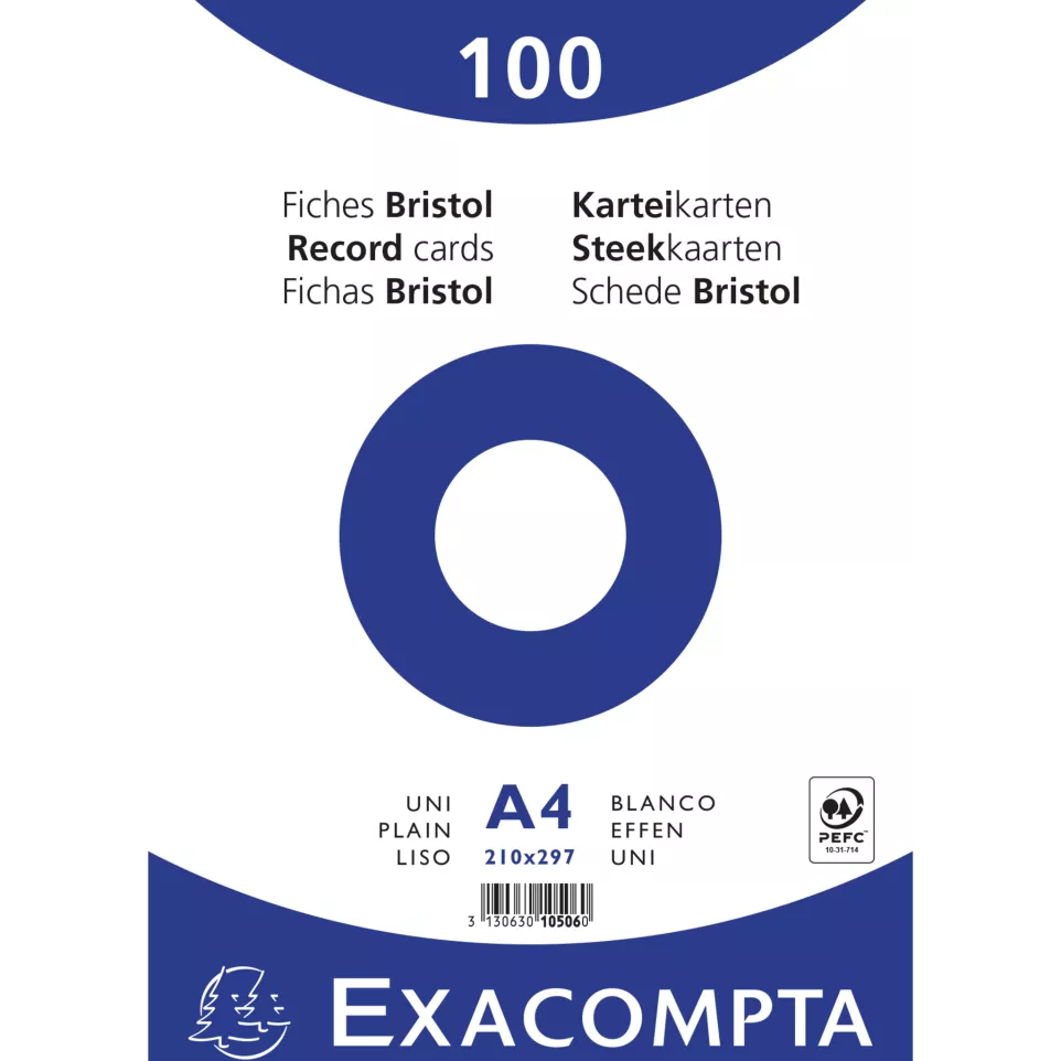 Paquet 100 fiches sous film - bristol...