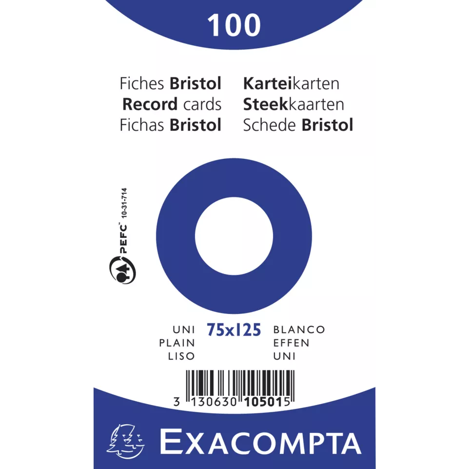 Paquet 100 fiches sous film - bristol...
