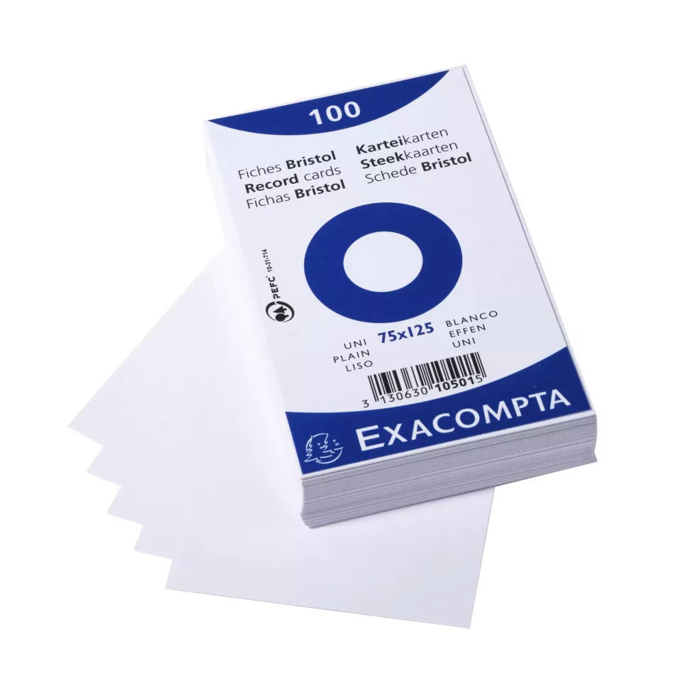 Pk100 Exa Rec Card 7.5x12.5cm Plain...