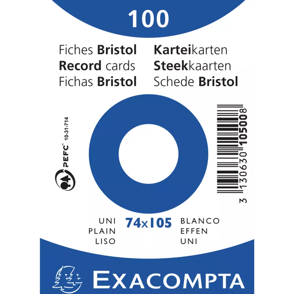 Paquet 100 fiches sous film - bristol...