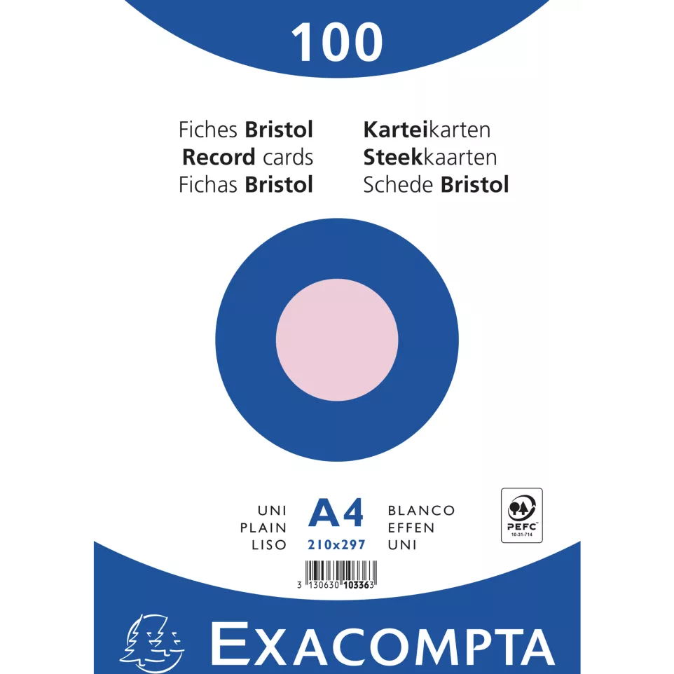 Paquet 100 fiches sous film - bristol...