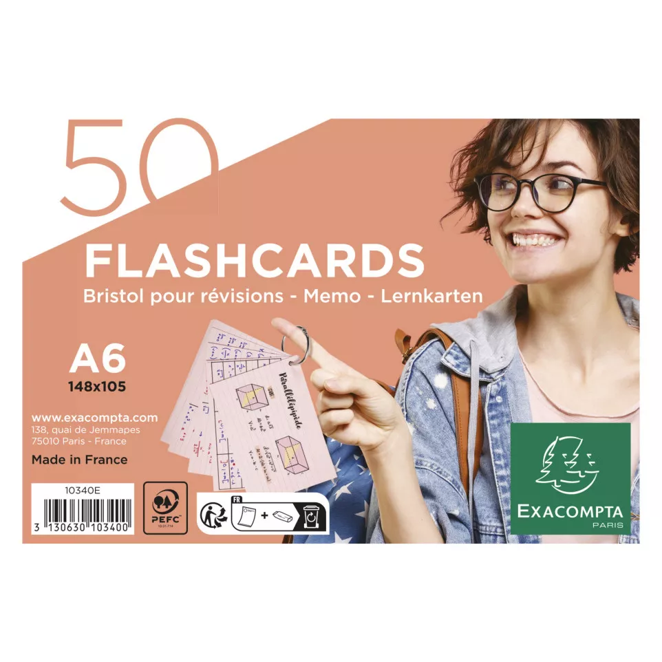 Paquet de 50 Flashcards sous film +...
