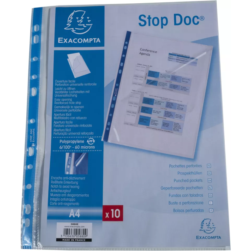Pk 10 Punch Pockets Stop Doc Exac/ Pc.