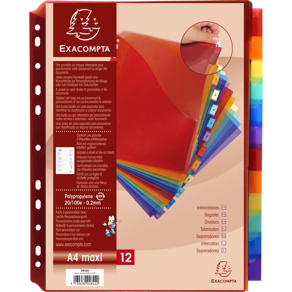Tabbladen PP A4+ L-m-ap + etiket 12...