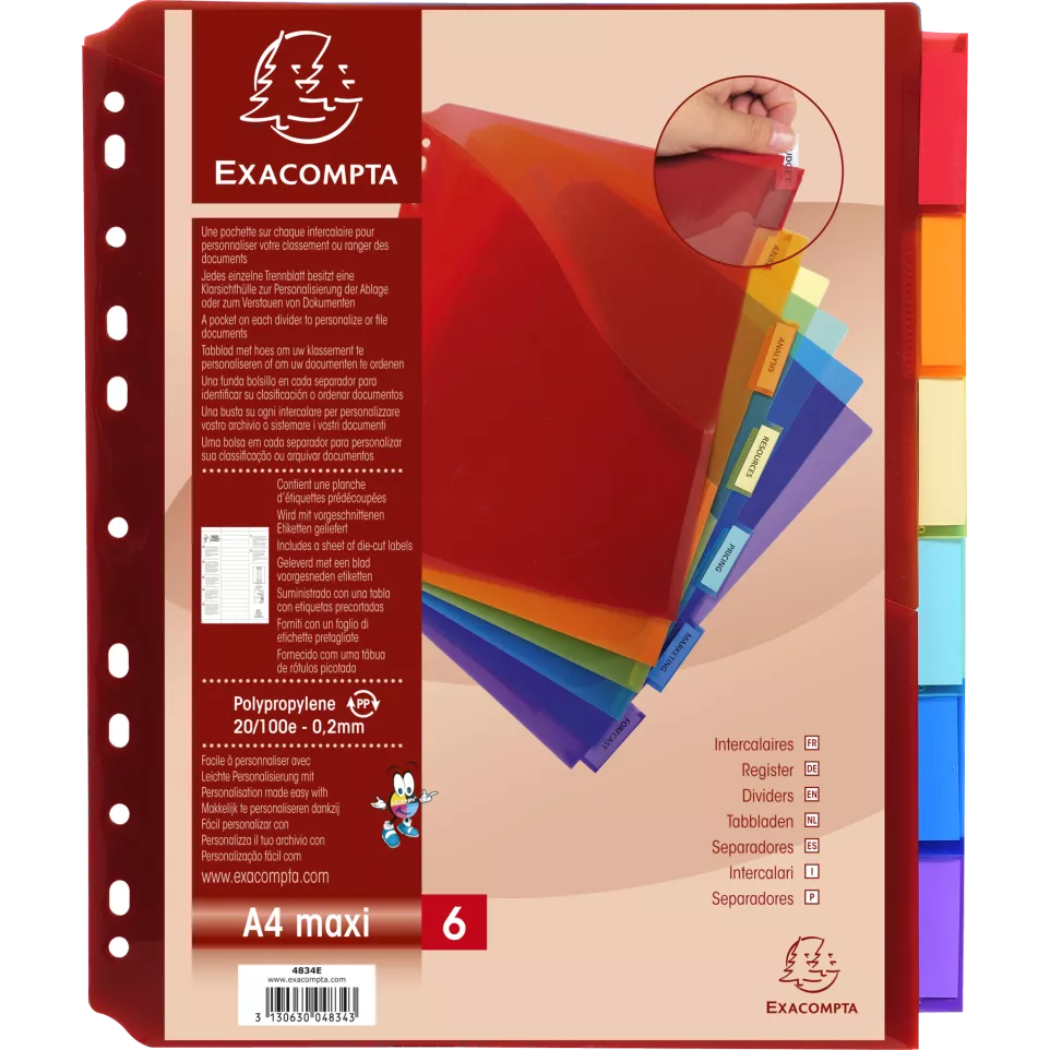 Dividers PP A4+Pocket & Label Tabs...