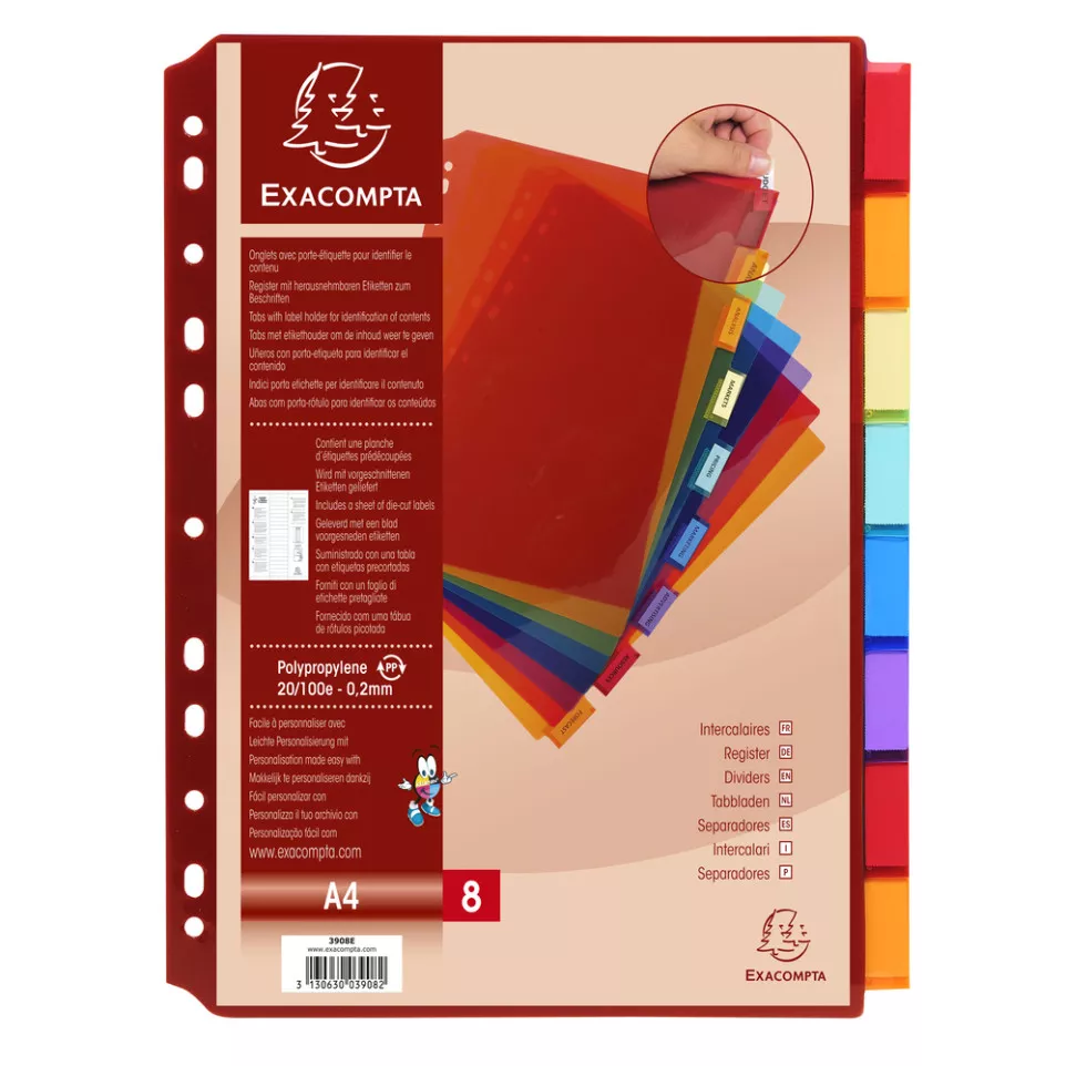 Tabbladen PP A4 8 tabs personalis.-/ St.