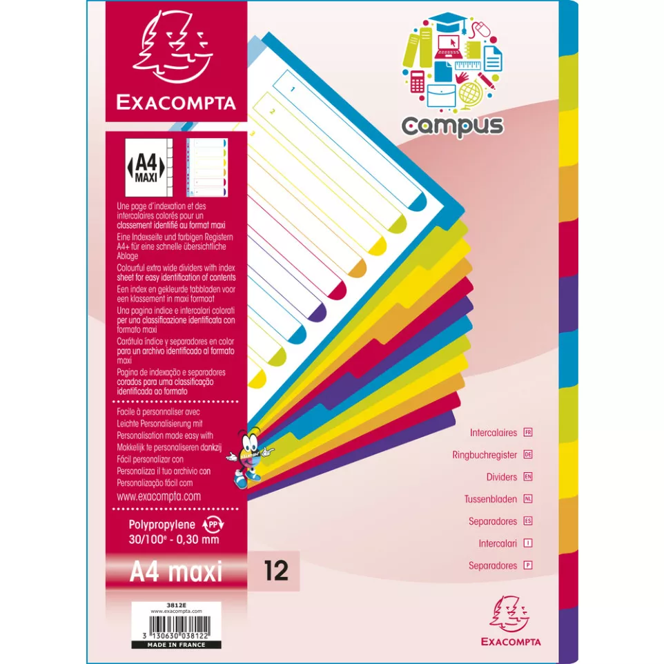 Tabbladen PP A4+ 12 tabs CAMPUS-/ St.