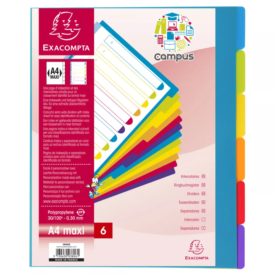 Tabbladen PP A4+ 6 tabs CAMPUS-/ St.