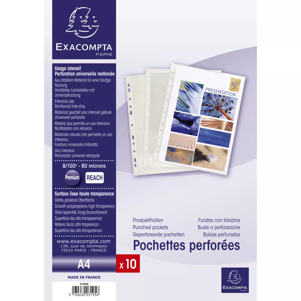 Sachet de 10 pochettes perforées -...