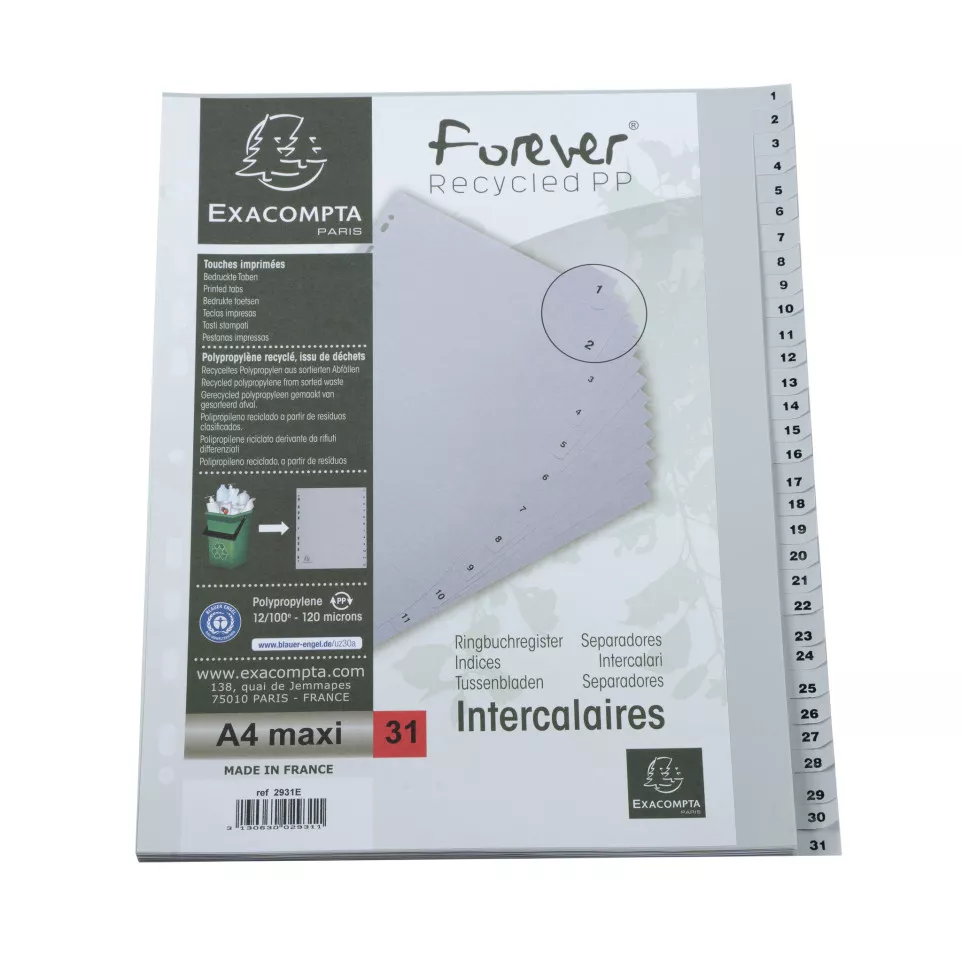 Indices PP A4+ 31Pt 1-31 Grey/ Pc.