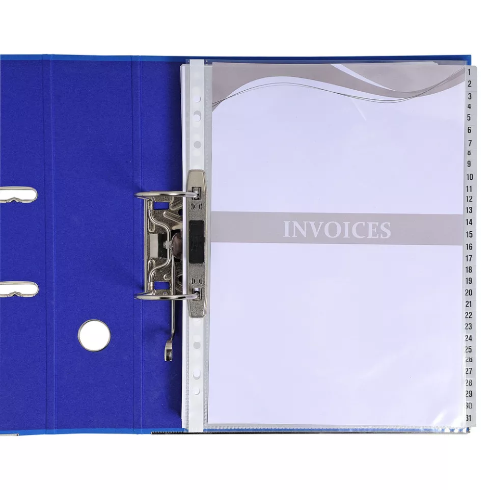 Tabbladen PP A4+ bedrukt 1-31 grijs-/...