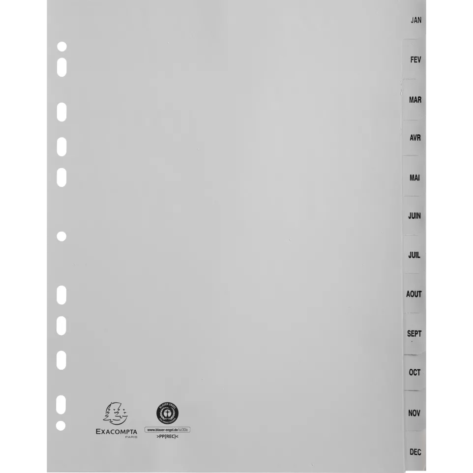 Intercalaires imprimés mensuels PP...