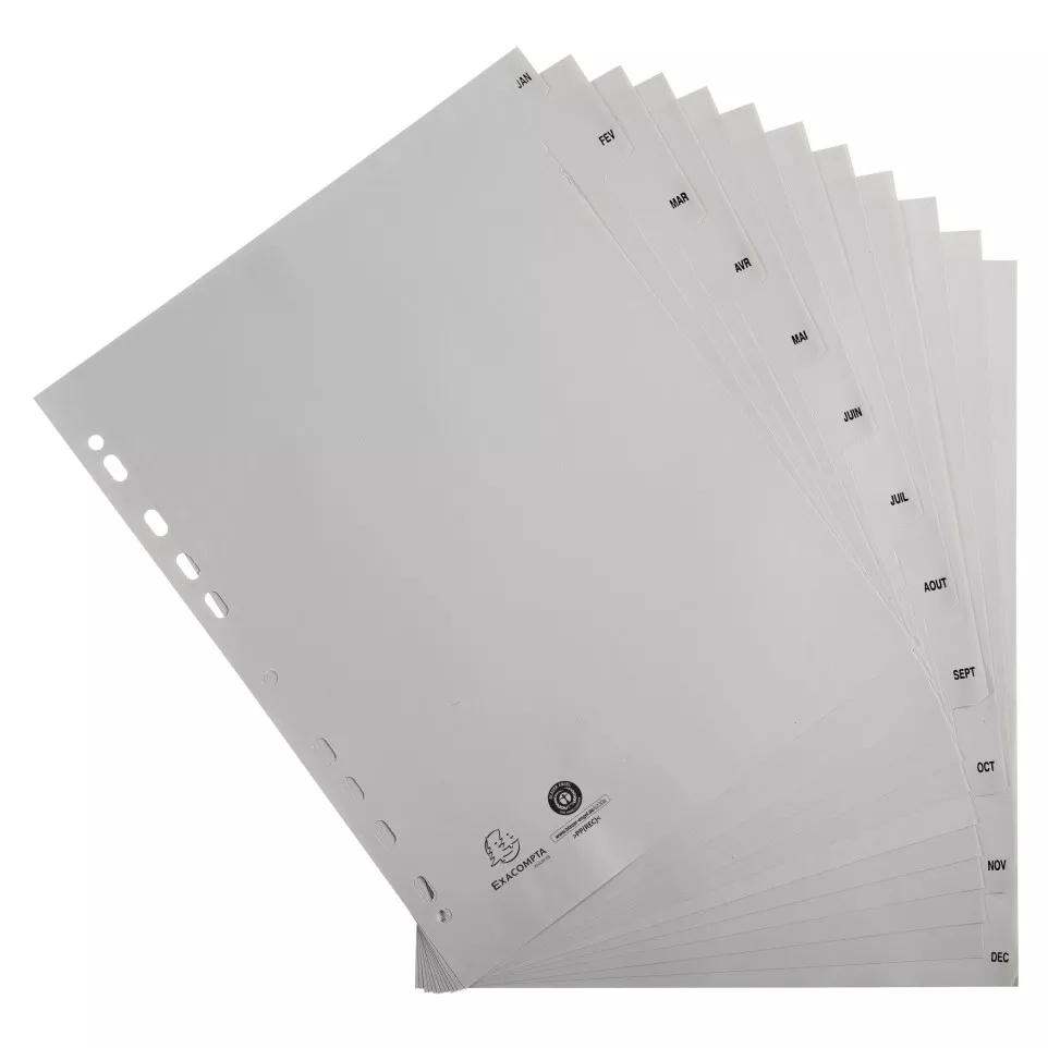 Tabbladen PP A4+ bed-rukt jan/dec...