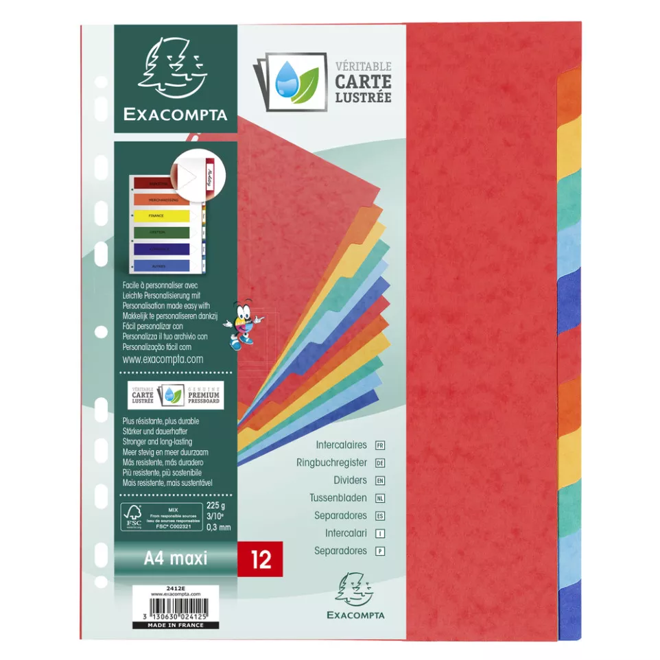 Divider Pressbd Lwght A4+ 12P/ Pc.