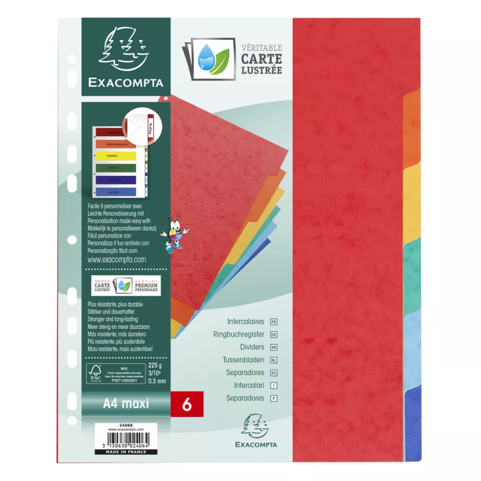 Intercalaires carte lustrée 225g 6...