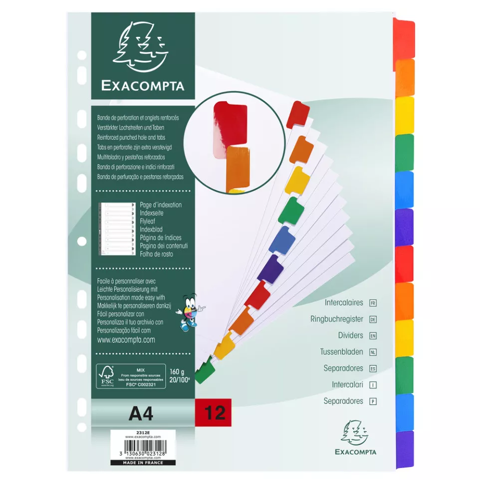 Tabbl.karton 160g A4- index 12 tabs...