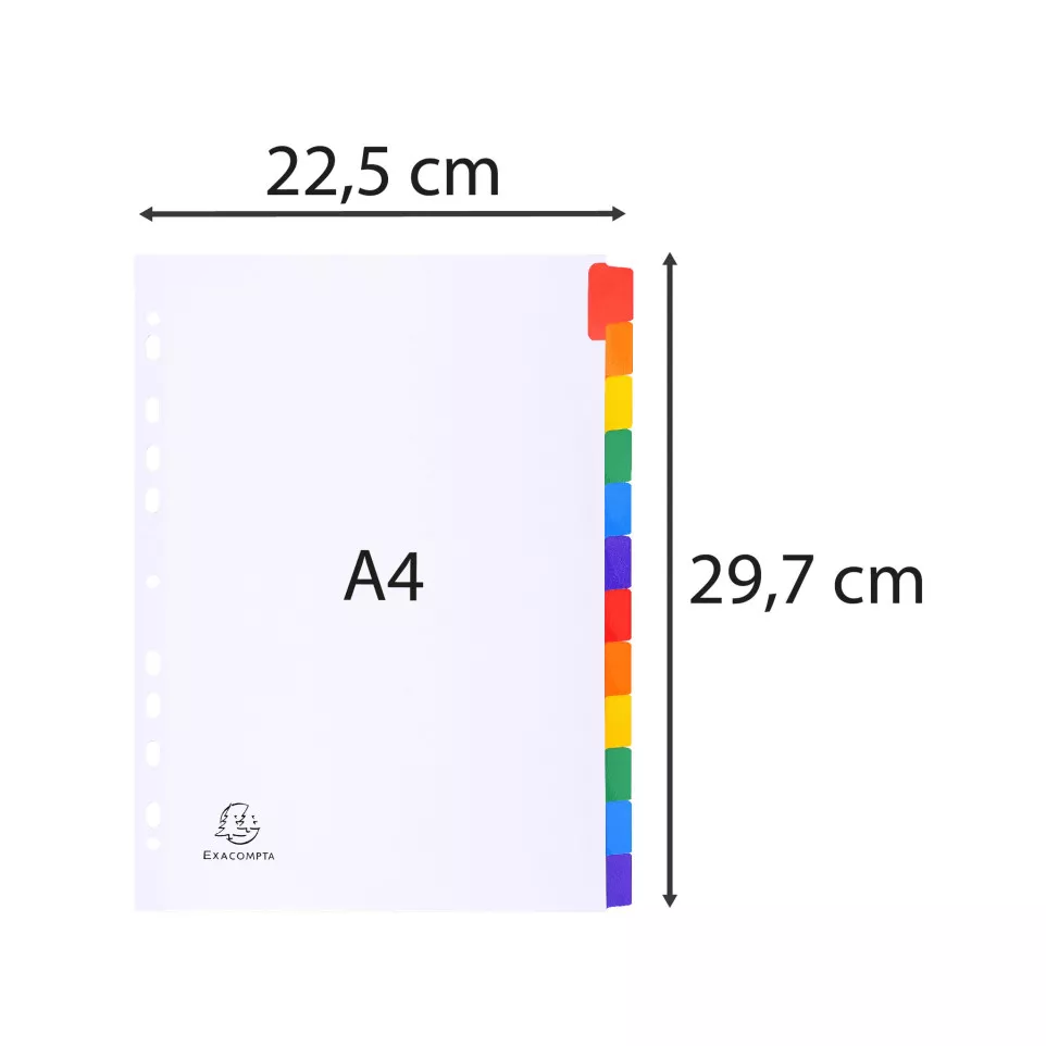 Divider A4 160g 12P White/ColouRed/ Pc.