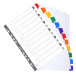 Intercalaires carte blanche 160g avec onglets couleurs renforcés - 12 positions - A4/ Pce