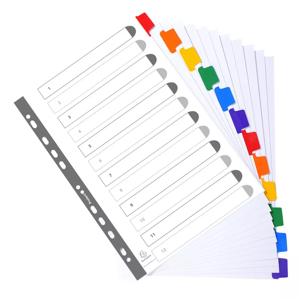 Divider A4 160g 12P White/ColouRed/ Pc.